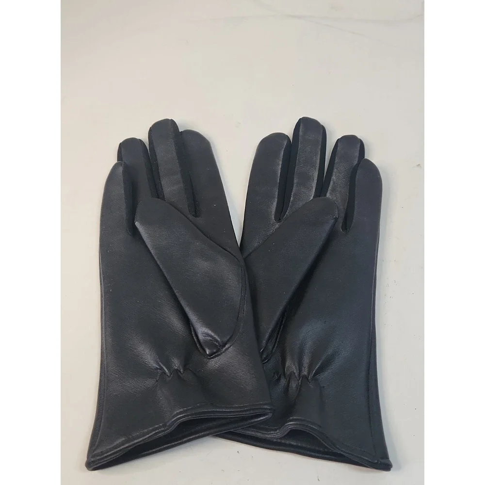 Vtg 1960s Black Vinyl Gloves Floral Embroidered Mod Japan Sz M 7.5-8.5 Pls Read